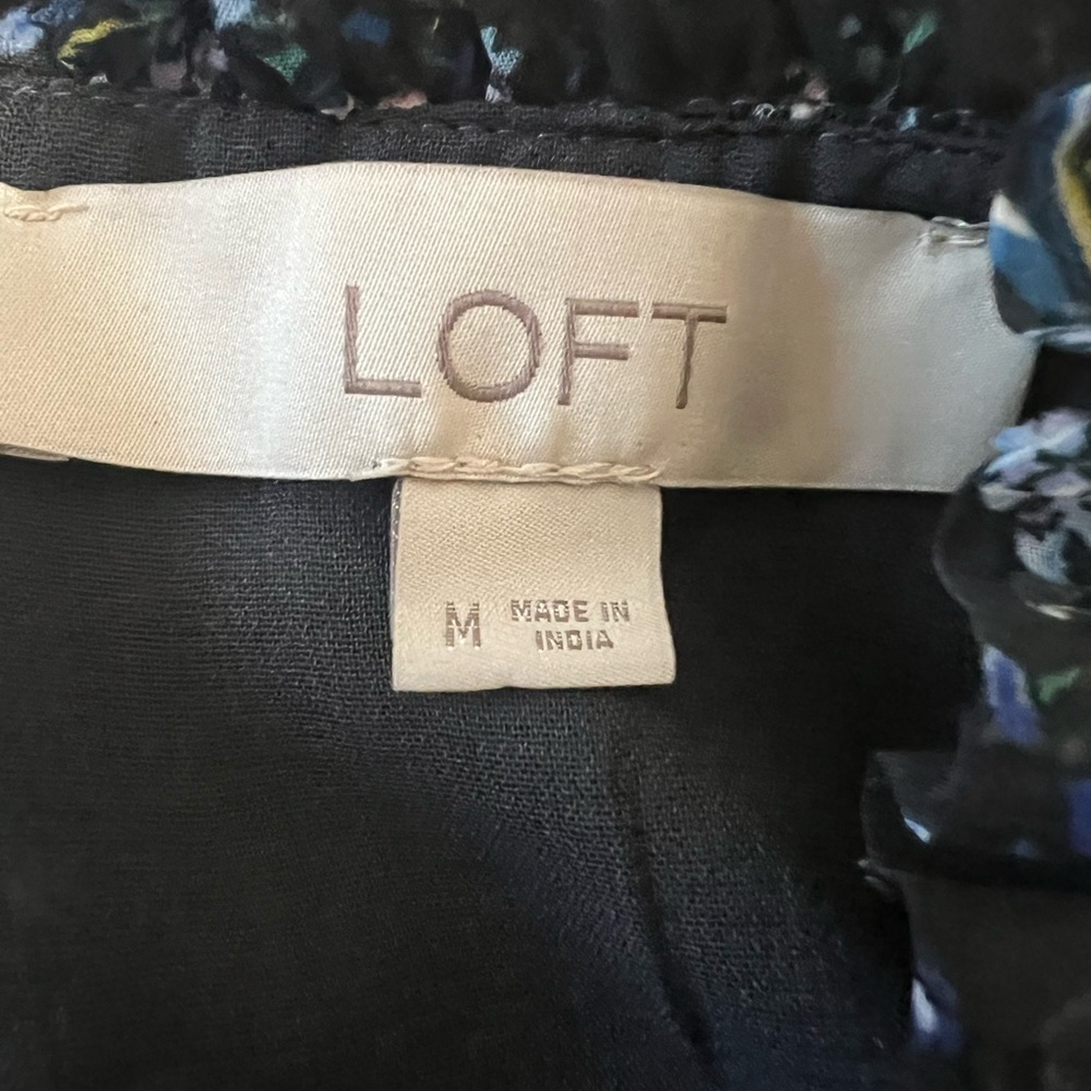 LOFT Bouquet Blouse with Velvet Trim Collar Size M - Picture 13 of 14